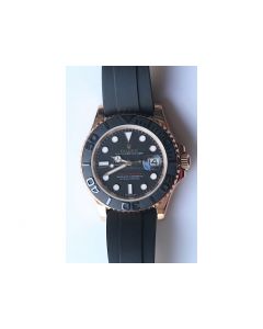 Rolex 2015 YachtMaster Ceramic Bezel RG Black Rubber JF A2836 (Free XS Rubber Strap)